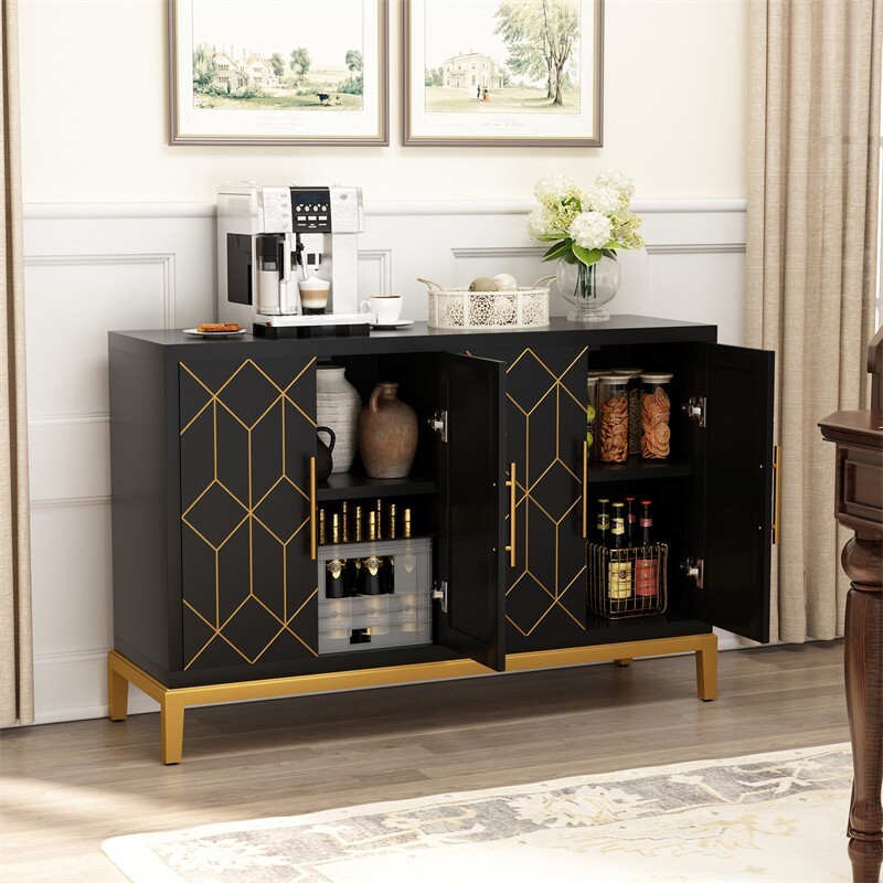 Sideboard Buffet Storage Cabinet w/ Large Storage Space and Adjustable Shelf US