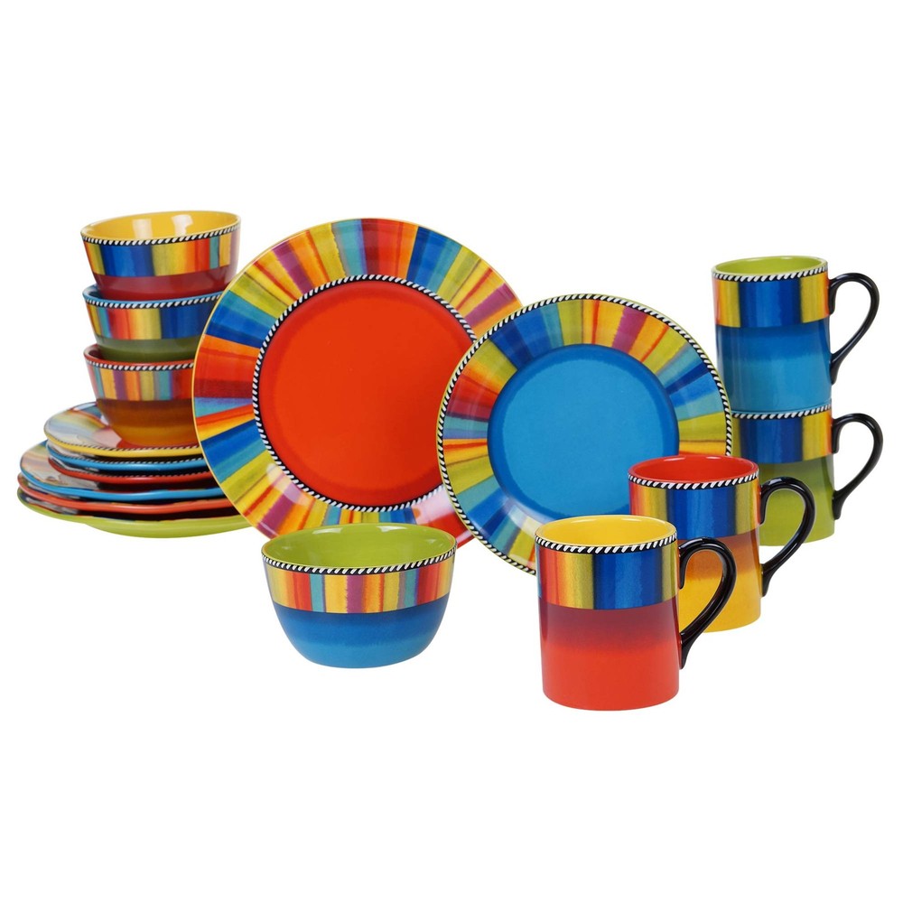 Sierra 16-Piece Ceramic Dinnerware Set: Service for 4, Includes Dinner Plates