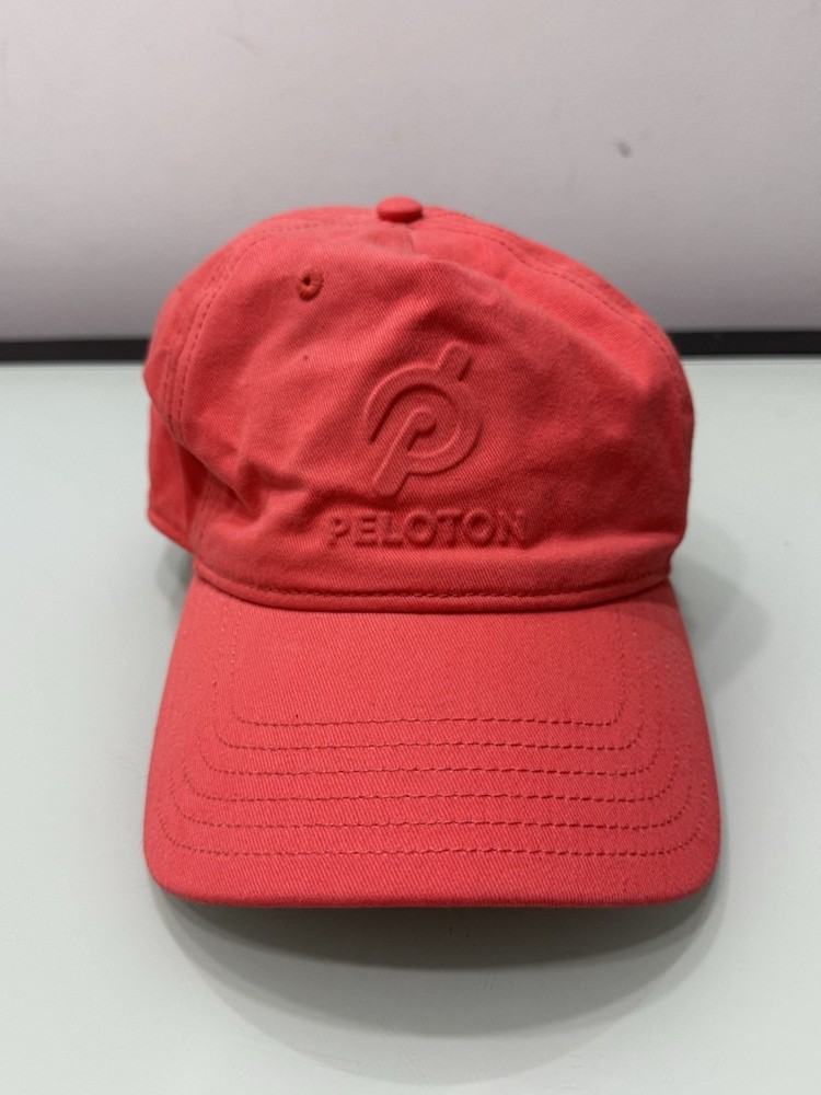 PELOTON Adjustable Strapback Hat Cap Embossed Logo CORAL