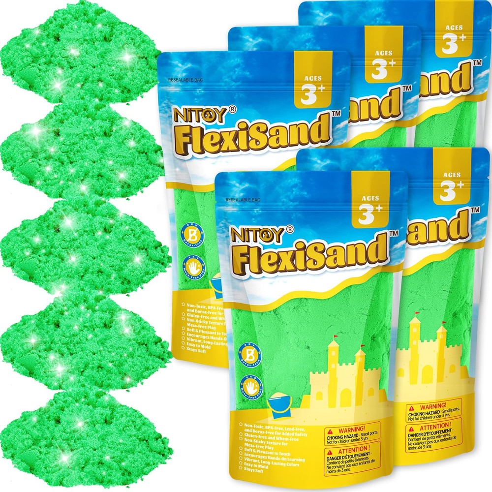 FlexiSand Value Pack Colored Moldable Self-Sticking Sand, Never Dries Out Fun...