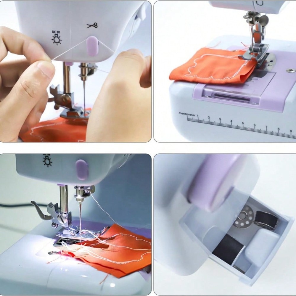 Mini Sewing Machine, Built-In 12-Needle Multi-Function Pedal Automatic-FGQA