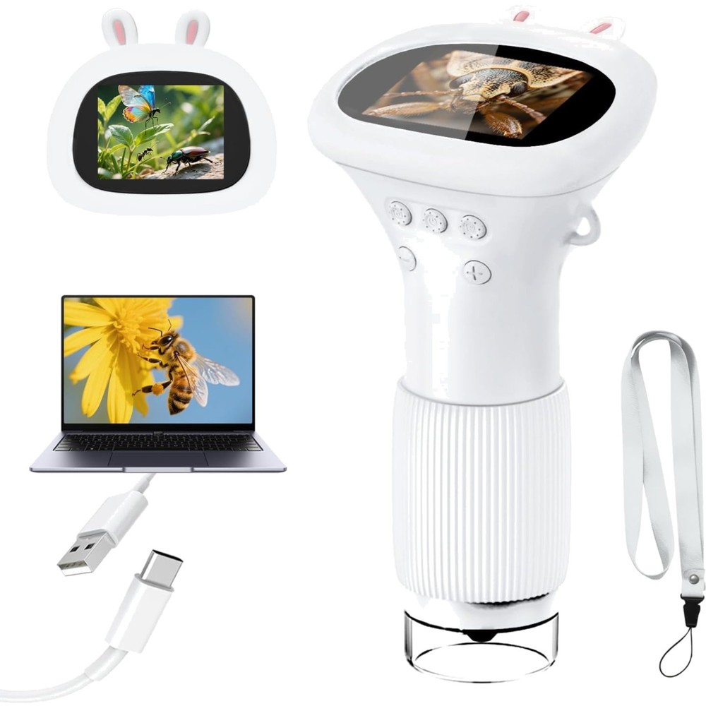 1000X Handheld Kids Microscope with 2.0-Inch Screen & LED Lights for Exploration