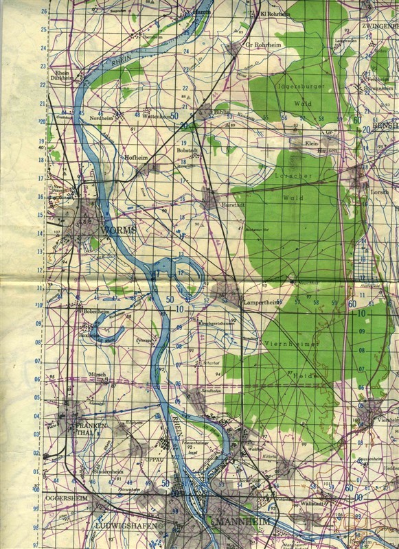 Mannheim Germany 1943 War & Navy Dept Map First Edition U-3 England Map on Back