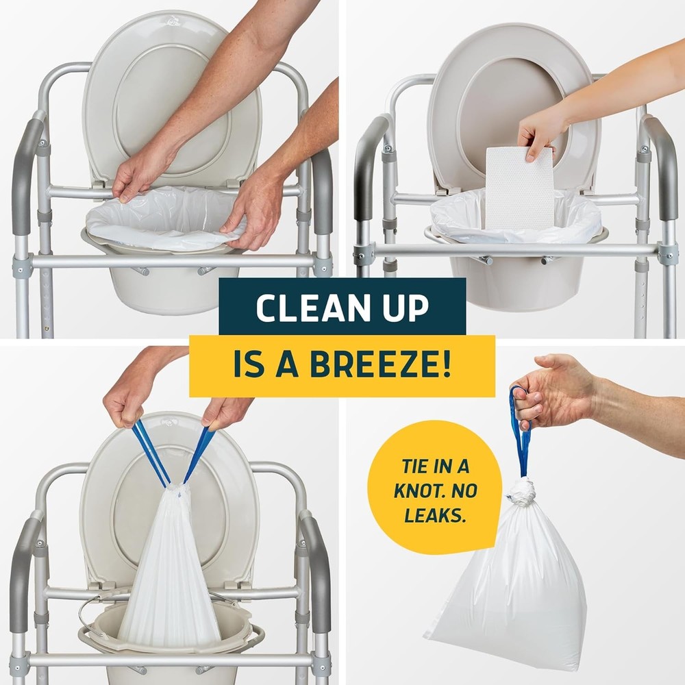 Commode Liners with Absorbent Pads 150 Count Lemon Scent Disposable Fit