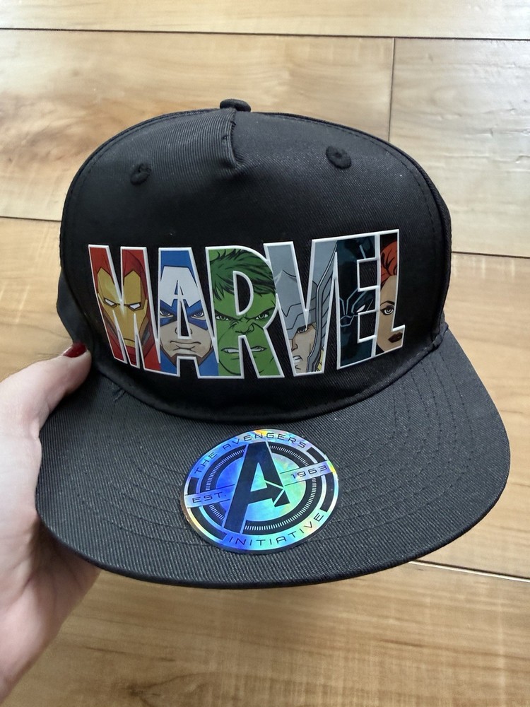 H&M Boys Black Marvel Hat Adjustable 5t/7