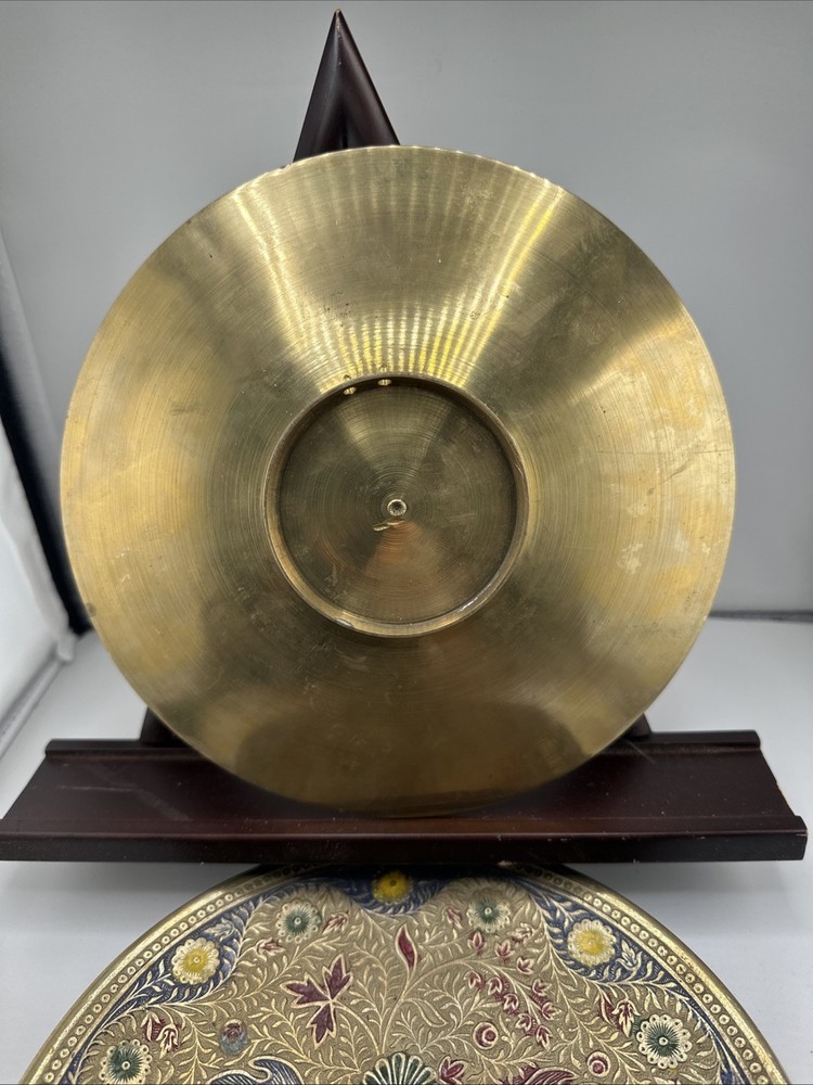 2 Solid Brass Decorative Plate Wall Hanging w/Peacock And Rose Design