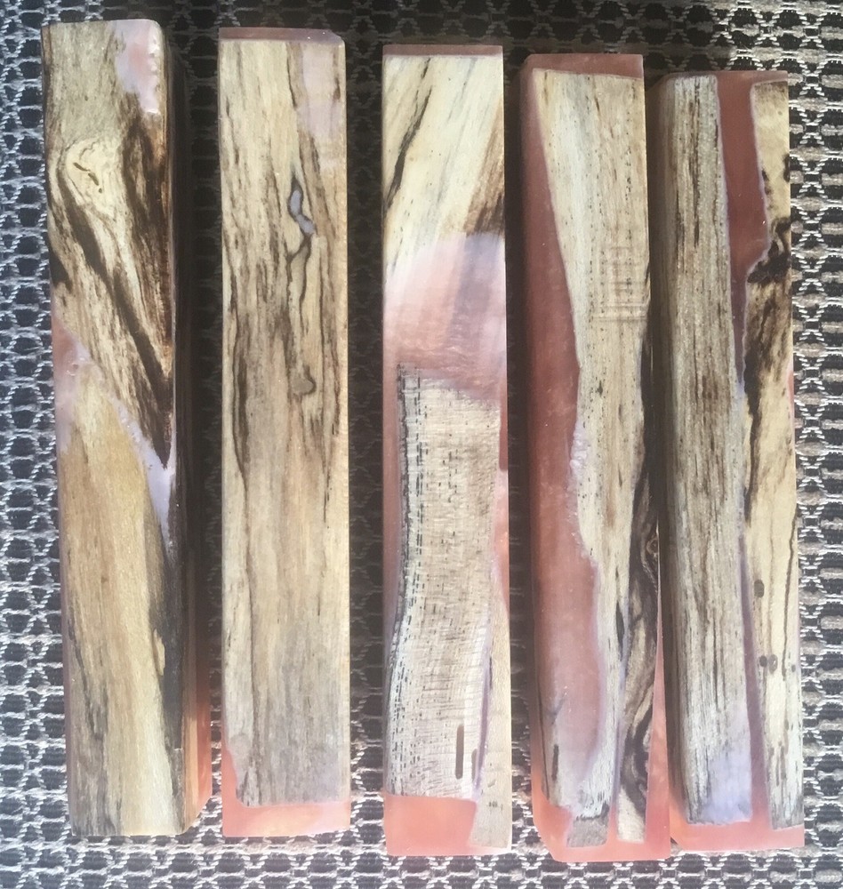 1 Pen Blank Hybrid Stabilized Spalted Hickory Epoxy Coffee