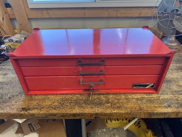 Vintage ATD Tools 3 Drawer Intermediate Middle Tool Box Toolbox With Keys