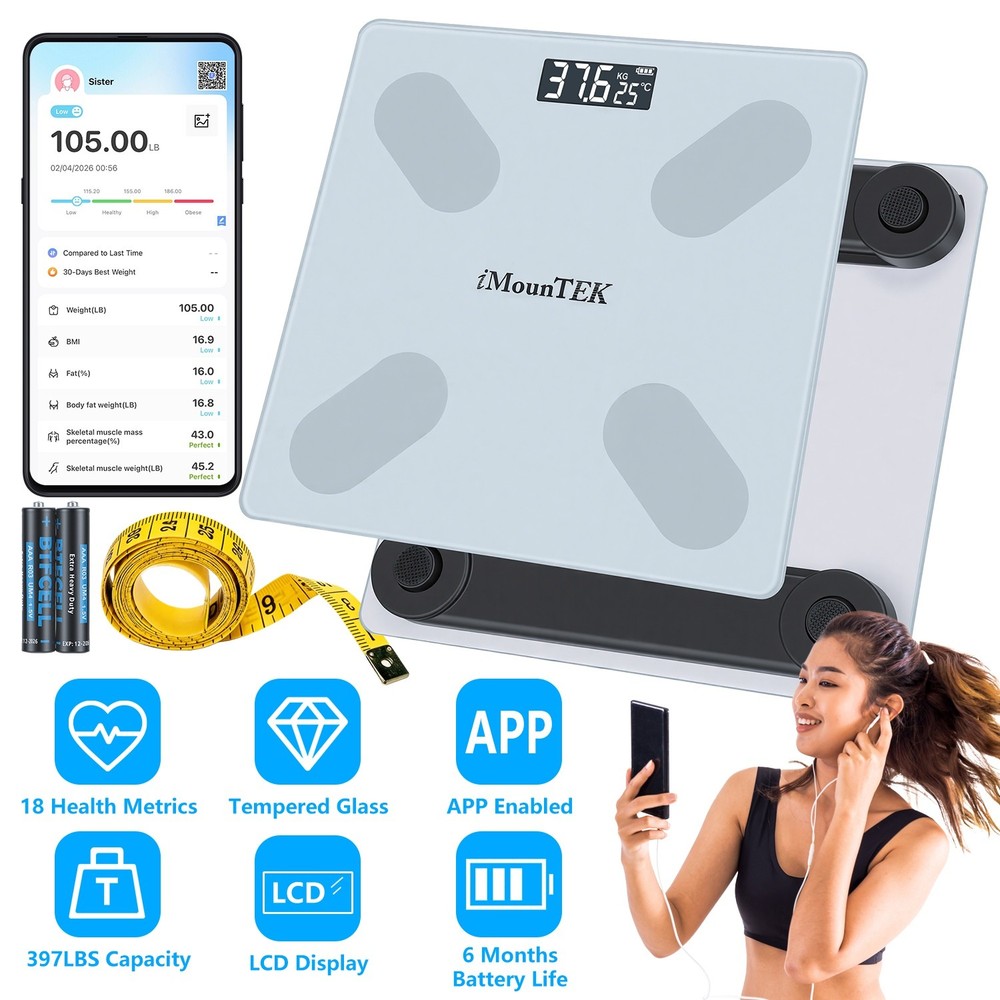 Smart Digital Scale for Body Weight BMI App Sync LCD Display 397lbs