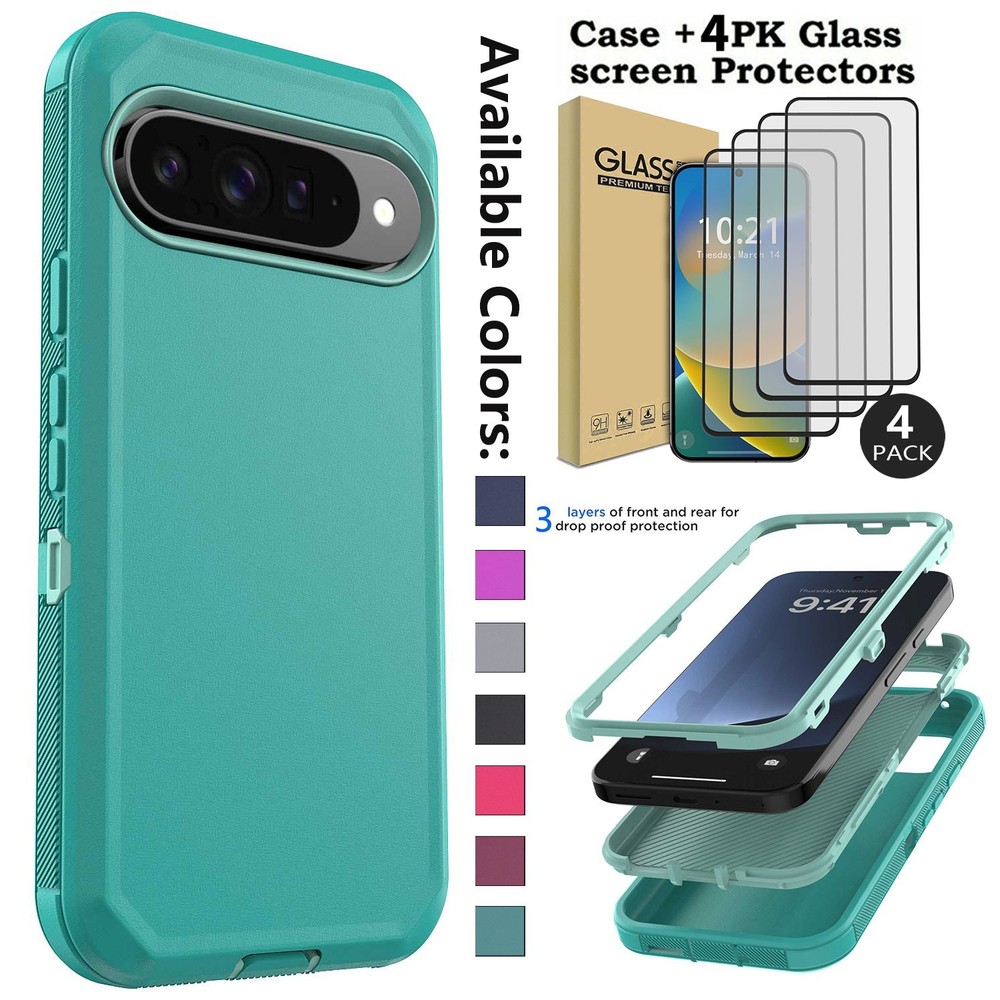For Google Pixel 10/10 Pro Case Rugged Shockproof Heavy Cover 4+Screen Protector