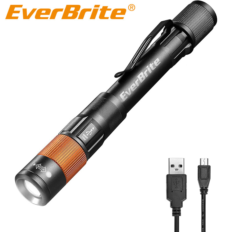 EverBrite Rechargeable Pen Light Zoomable Handheld Flashlight 4 Lighting Modes