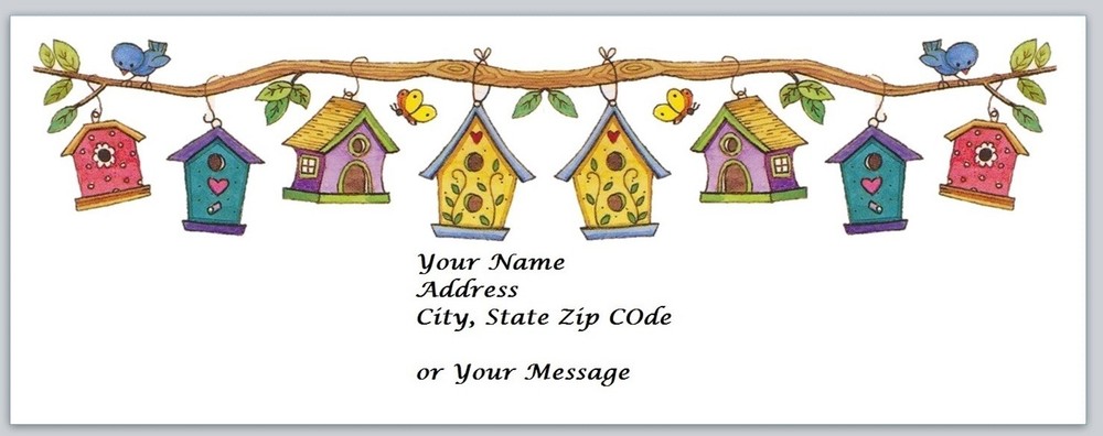Personalized address labels Bird houses  (bh 1)