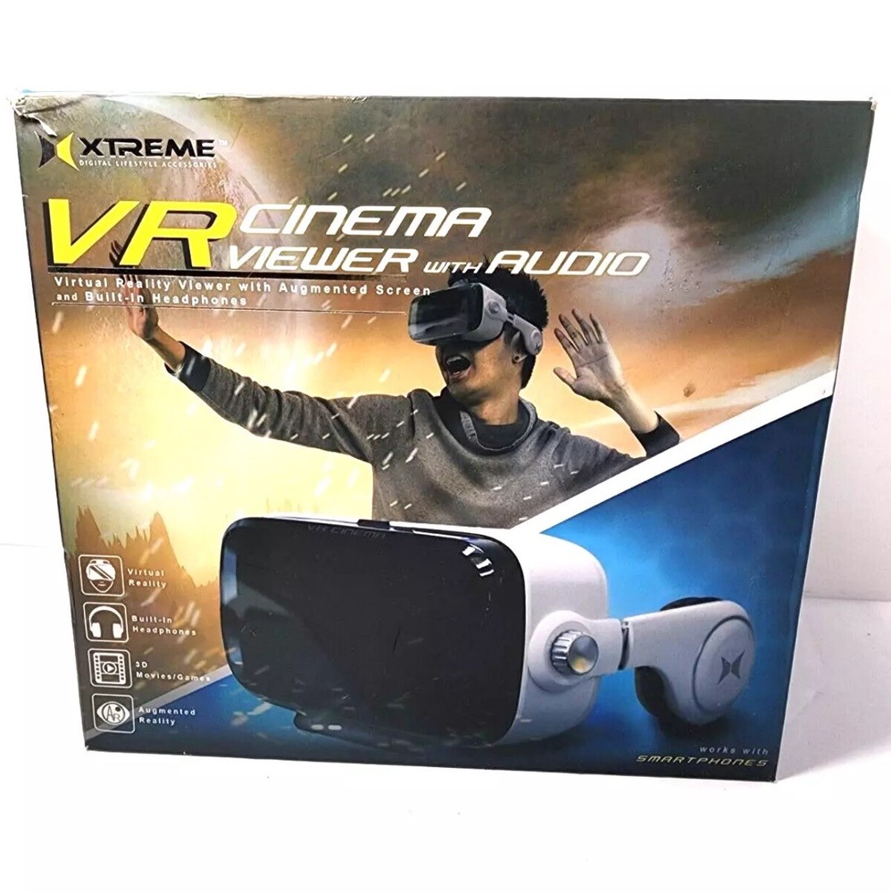 VR Cinema Viewer With Audio. Virtual Reality Headset.