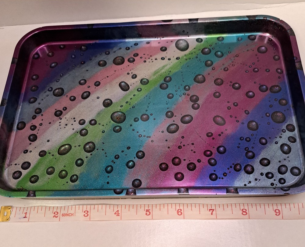 Small Tray – Resin Rainbow & Raindrops
