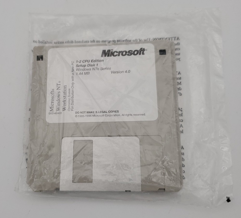 Microsoft Windows NT 4.0 Workstation 1-2 CPU Edition 3.5" Floppy Setup Disks