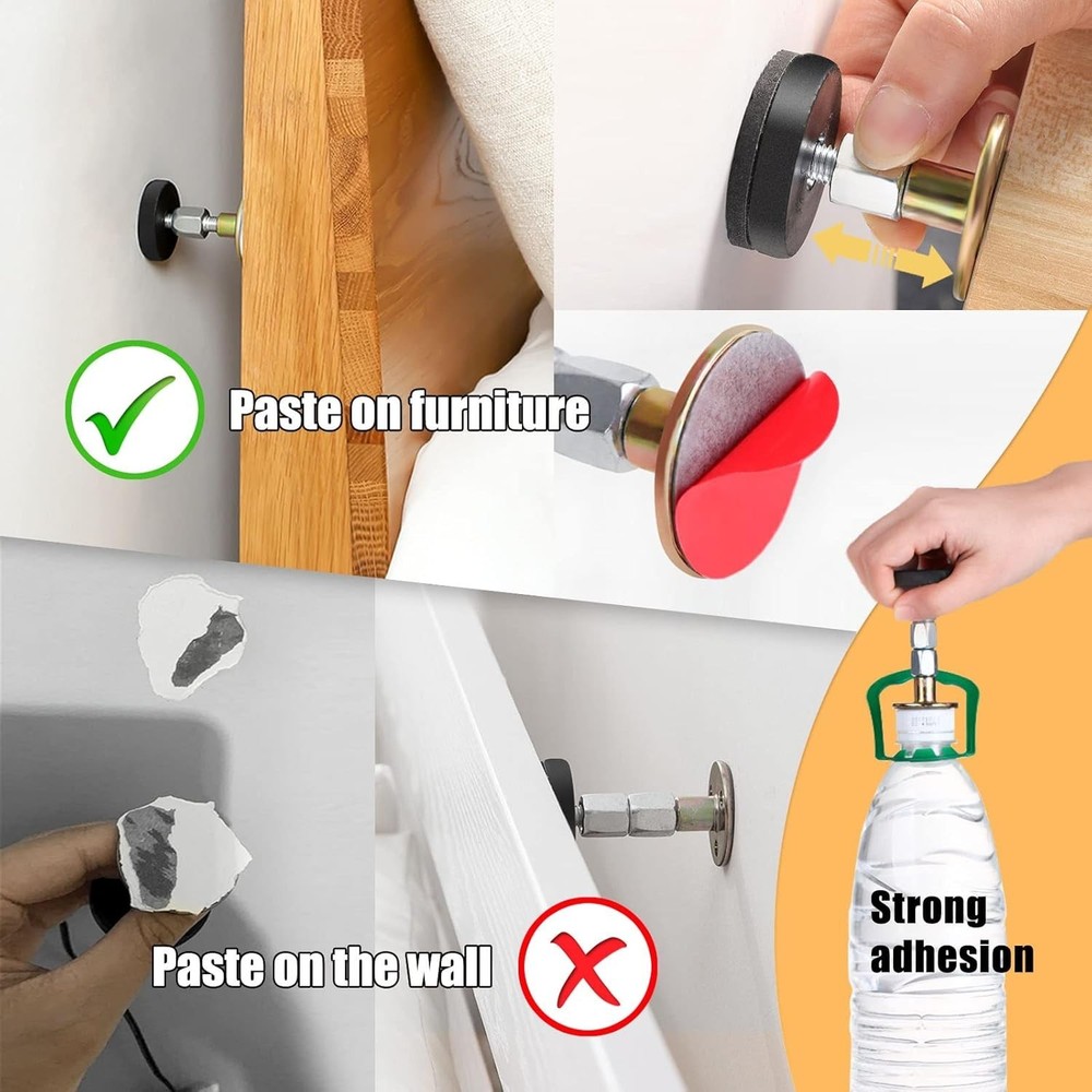 Noise Reducing Bed Frame Stoppers - Adjustable 4-Pack Headboard Stabilizers