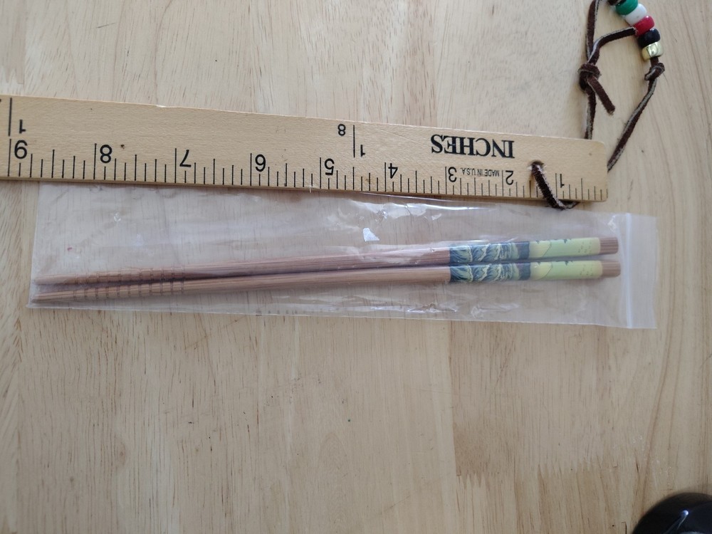 New Chopsticks With Tree And Wave Water Pattern Approx 9 Inches Long