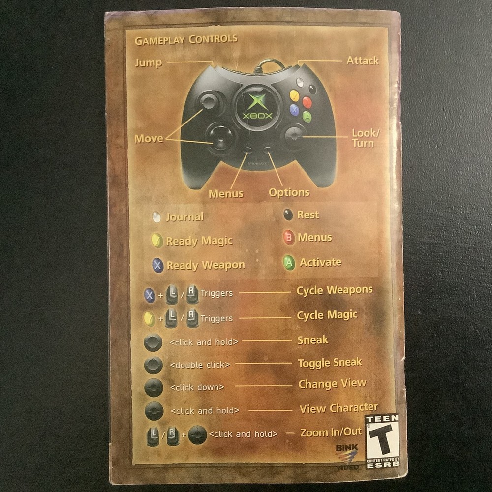 Elder Scrolls III Morrowind Microsoft XBOX Instruction Manual Only