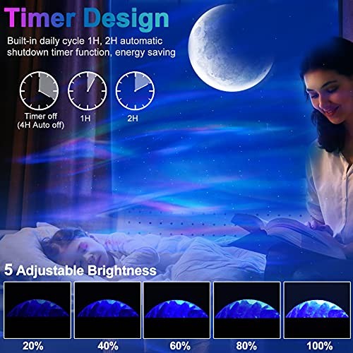 Star Projector with Bluetooth Speaker and Remote, Aurora Projector White
