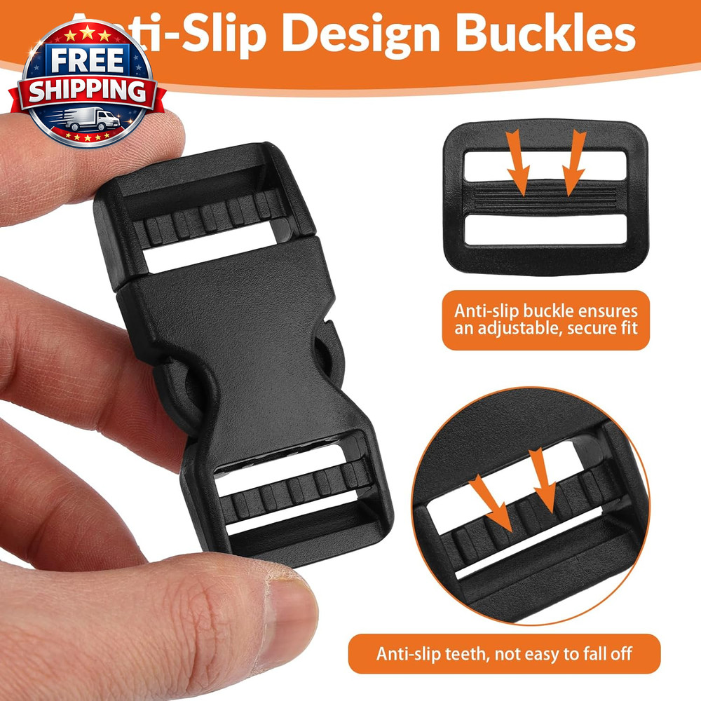 6-Pack Heavy Duty Quick Release Buckles + 12 Strap Clips for Versatile Use