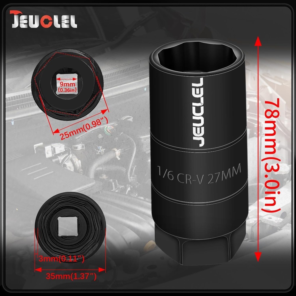 Oil Pressure Sensor Switch Socket, Special Size 1-1/16 Inch, 3/8" Black