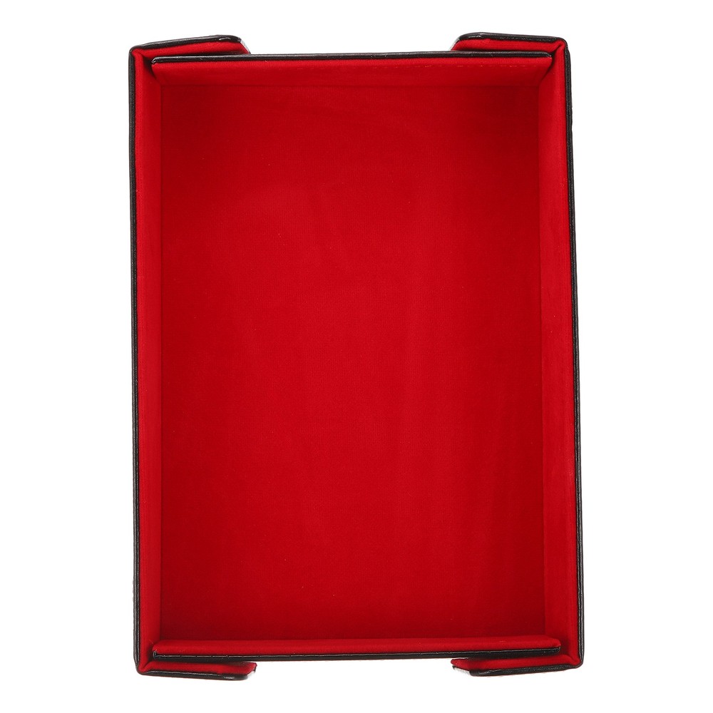Dice Tray PU Leather Felt Lining Magnetic Folding Dice Rolling Mat Red