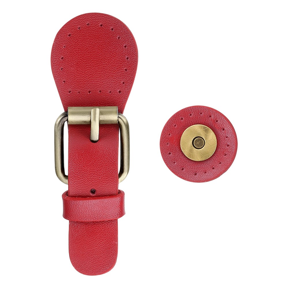 Leather Snap Buckles Snap Button Closure, 1 Pcs Magnetic Snaps, Red