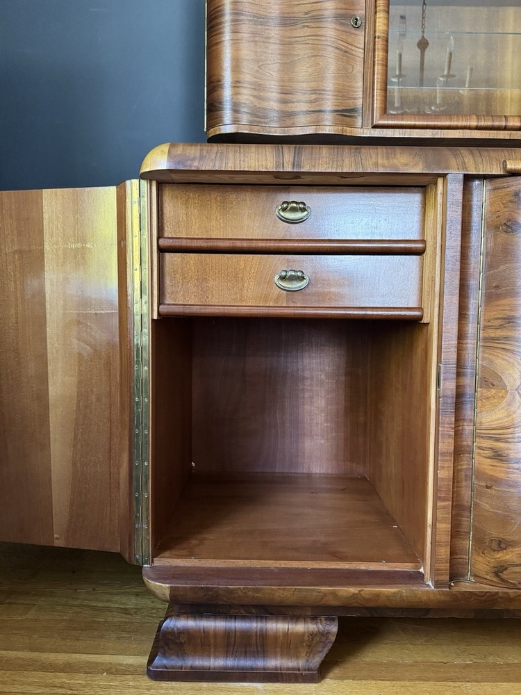 Thrum Art Deco Antique German Two Piece Sideboard Buffet
