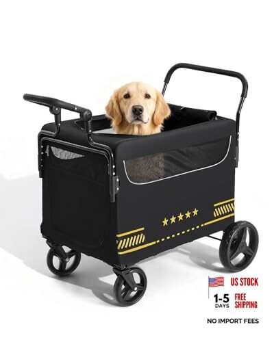 All Terrain Pet Stroller for Medium & Large Dogs with Ramp, Foldable Dog