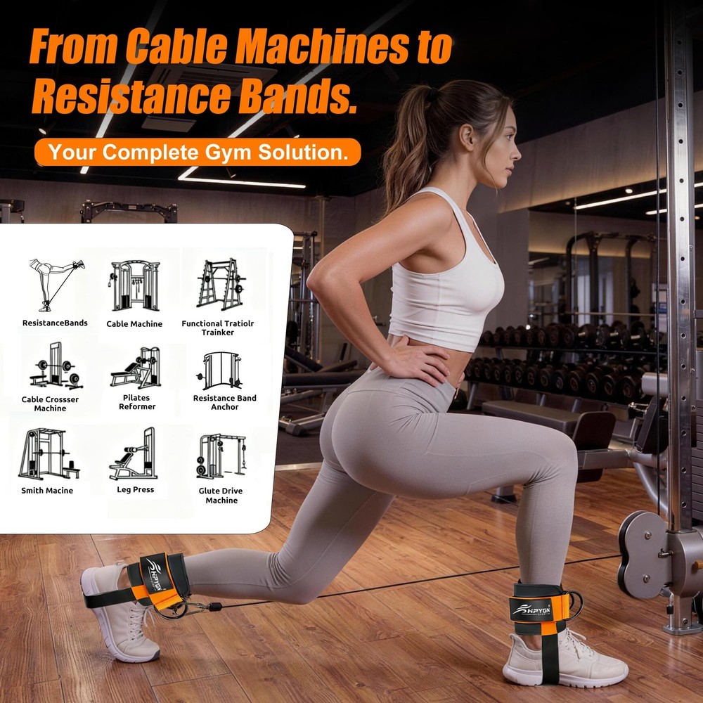 Ankle Strap for Cable Machine, Padded Ankle Straps for Cable Machine Kickback...