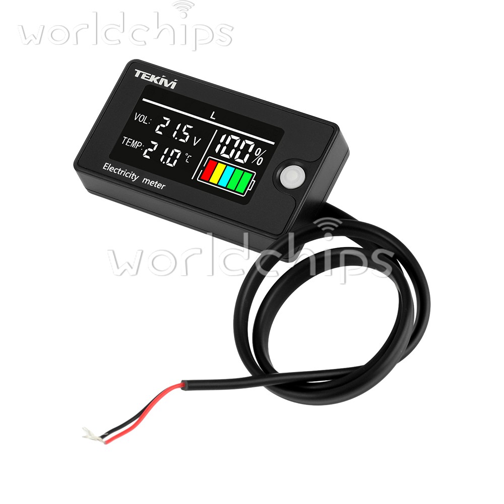 DC8-100V LCD Digital Battery Capacity Indicator Voltmeter w/ Temperature Display