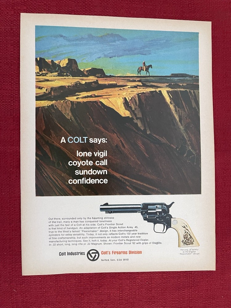 Vintage 1968 Print Ad Colt Frontier Scout .22 Peacemaker Advertisement