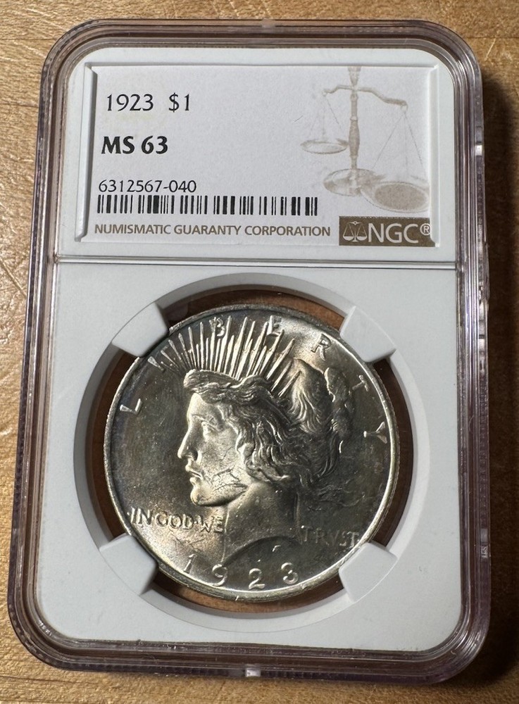 1923 Peace Silver Dollar $1 NGC MS63