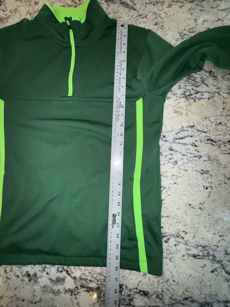 Nike Golf Therma-FIT 1/2 Zip Pullover Men's Small Green Neon Jacket EUC