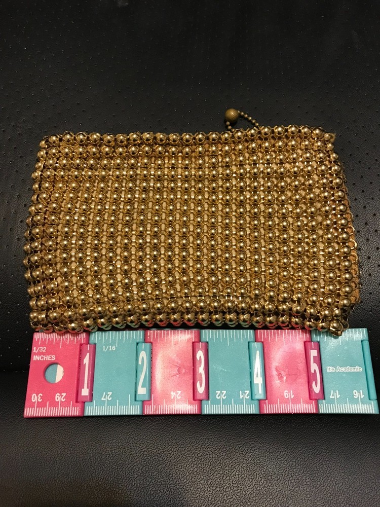 Small Vintage Gold Beaded Purse From Whiting & Davis - Bx fe6