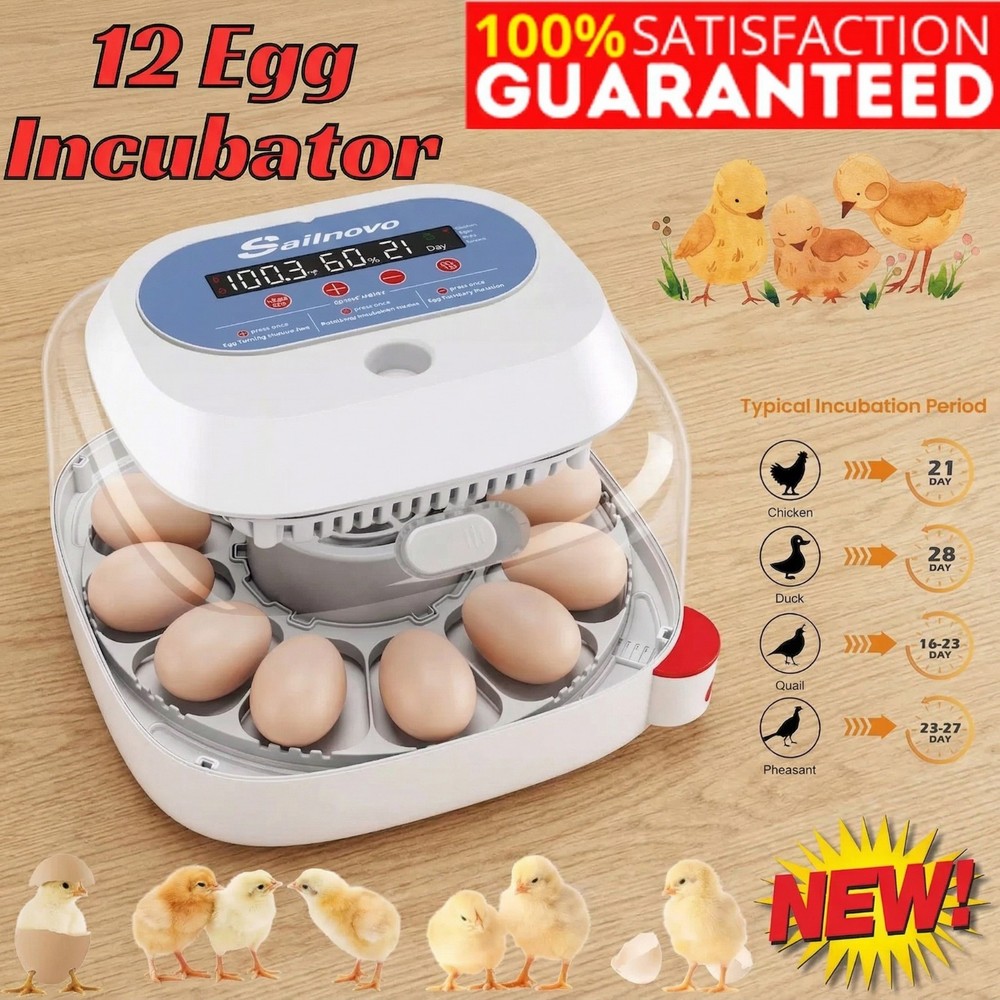 Incubators for Hatching Eggs 12 Egg Incubator,Automatic Egg Turning,for Farm Use