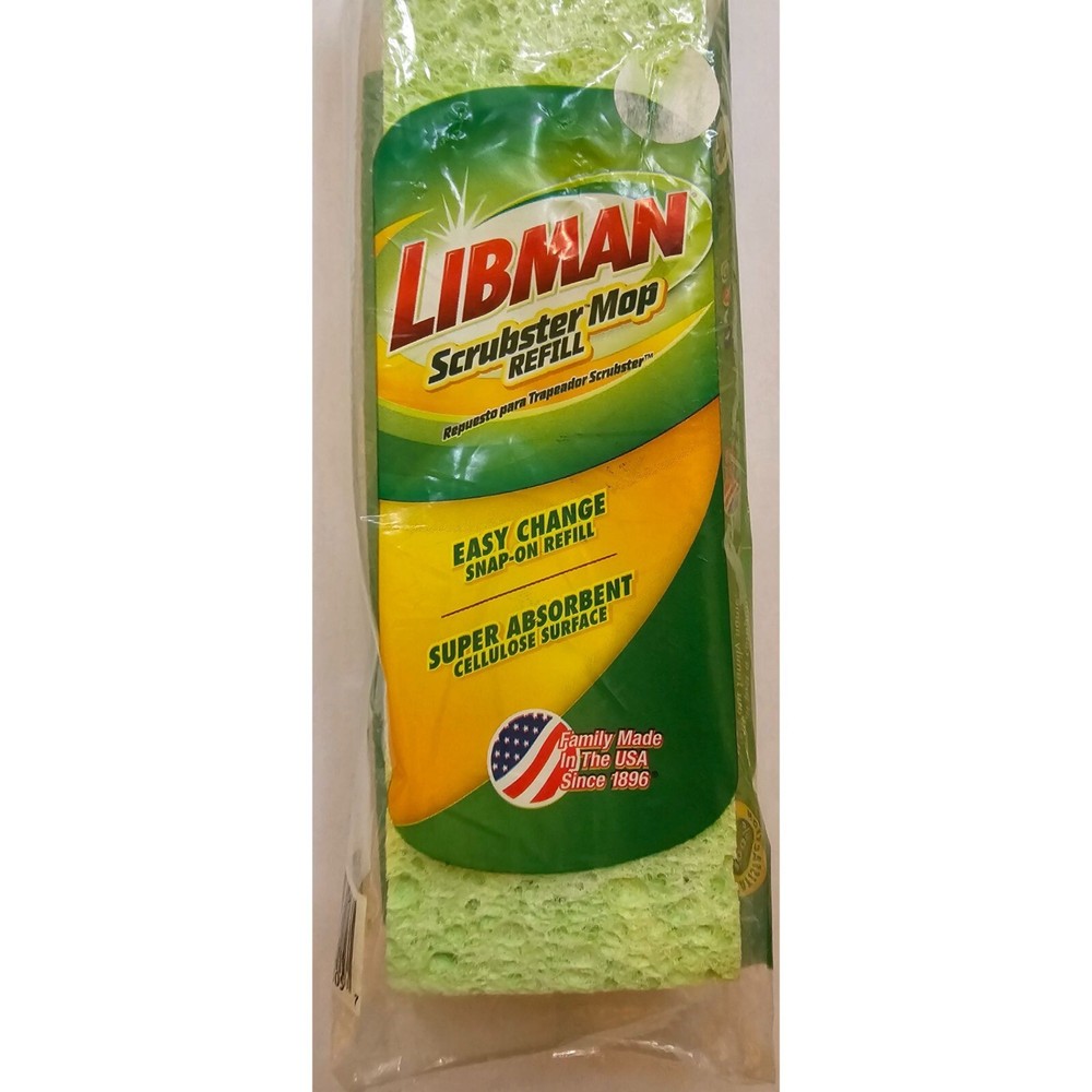 Libman Scrubster Mop Refill Easy Change Super Absorbent Cellulose Surface 1 ct