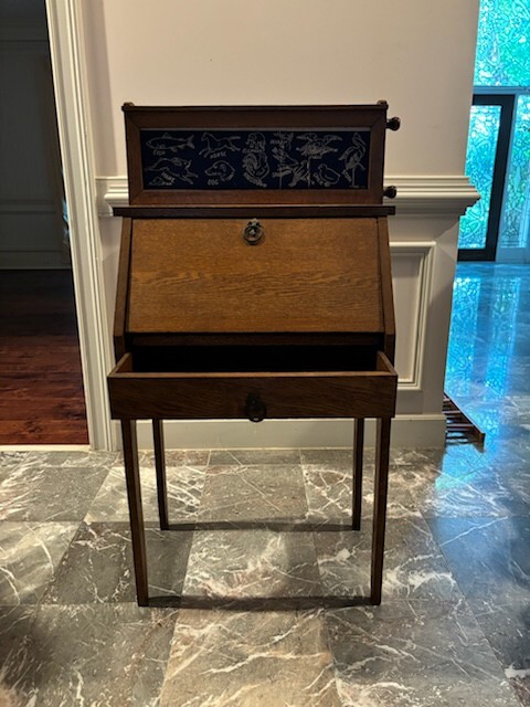 Antique Scroll Top Childs Desk