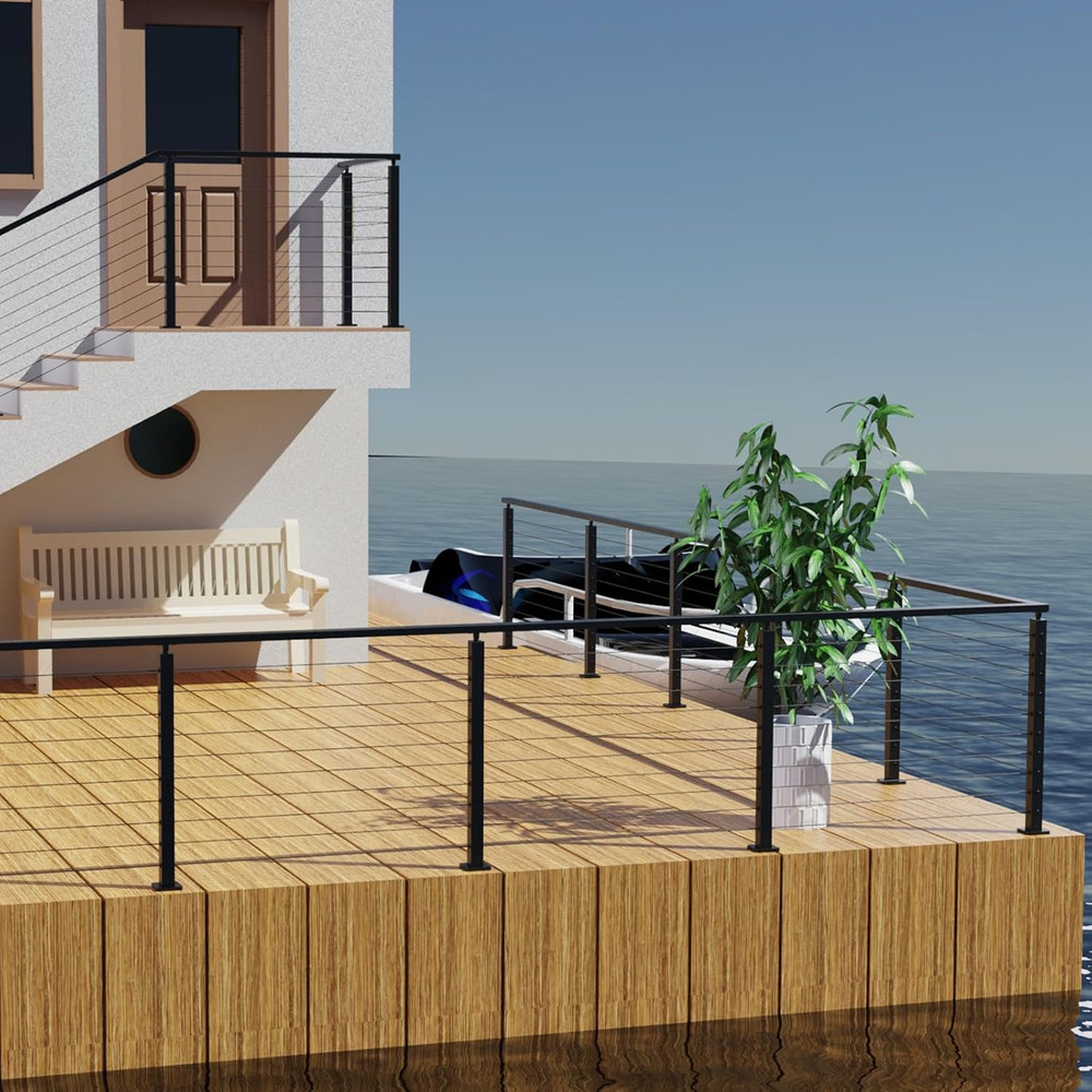 36" Stainless Steel Cable Railing Kit with 4 Adjustable Posts & 200Ft Cable