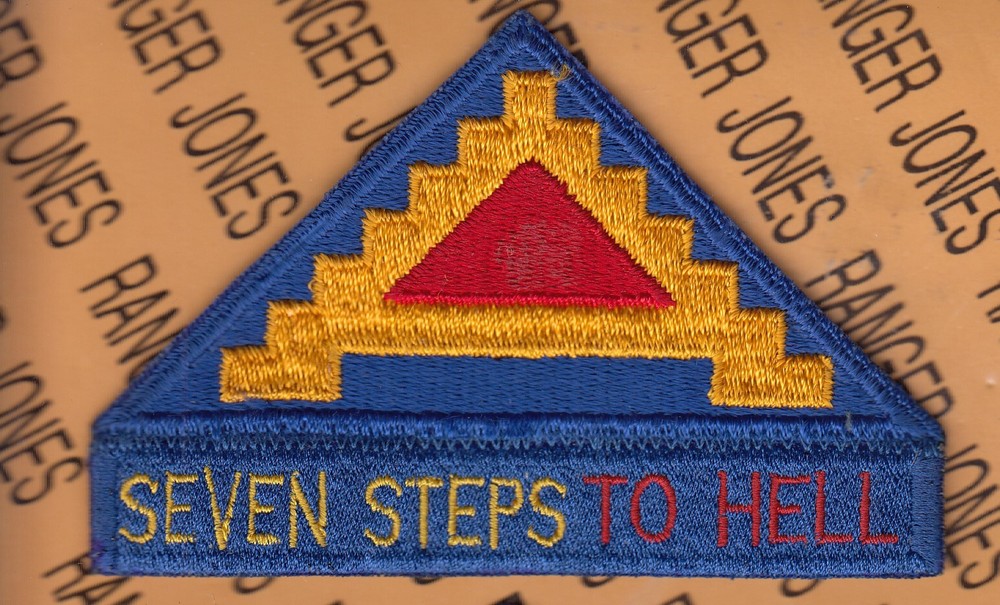 US 7TH ARMY Command SEVEN STEPS TO HELL Europe ~4.5" tab patch set c/e