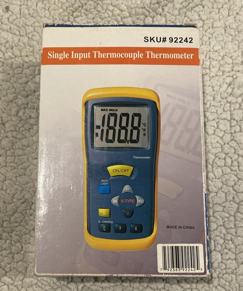 NIB Cen-Tech 92242 Single Input Thermocouple Thermometer w Case, Tools, Manual