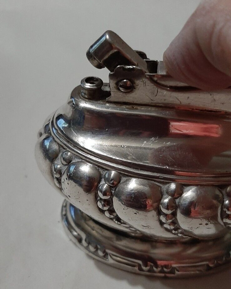 Vintage Ronson "Crown" Silver Plated Table Lighter 1940s ~ not working