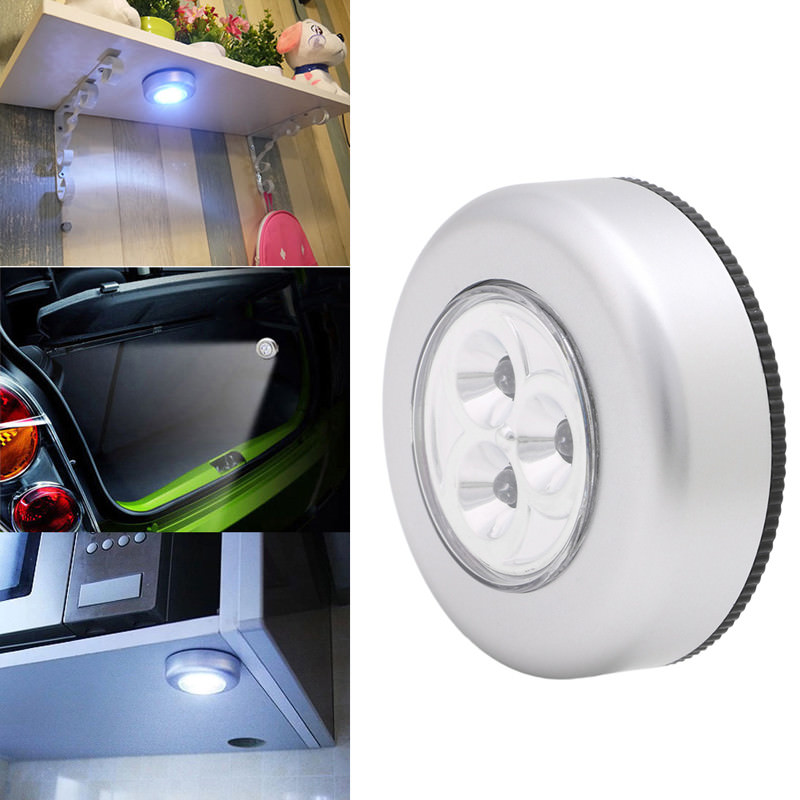 2 PACK 3 LED Touch Push On/Off Light Self-Stick On Click Battery Operated Lights