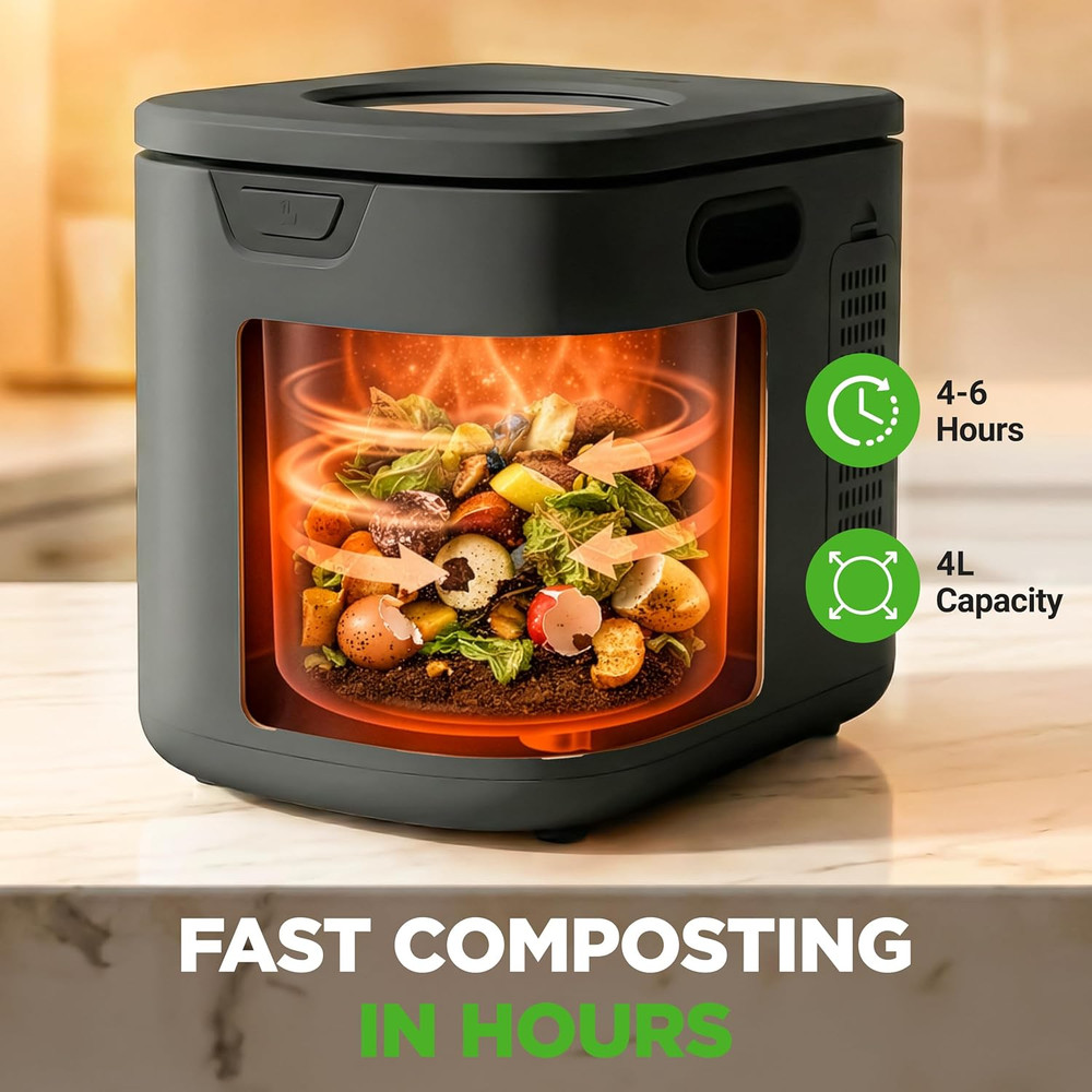 4 Quart Electric Kitchen Composter | Smart Countertop Composter Includes 2 Odorl