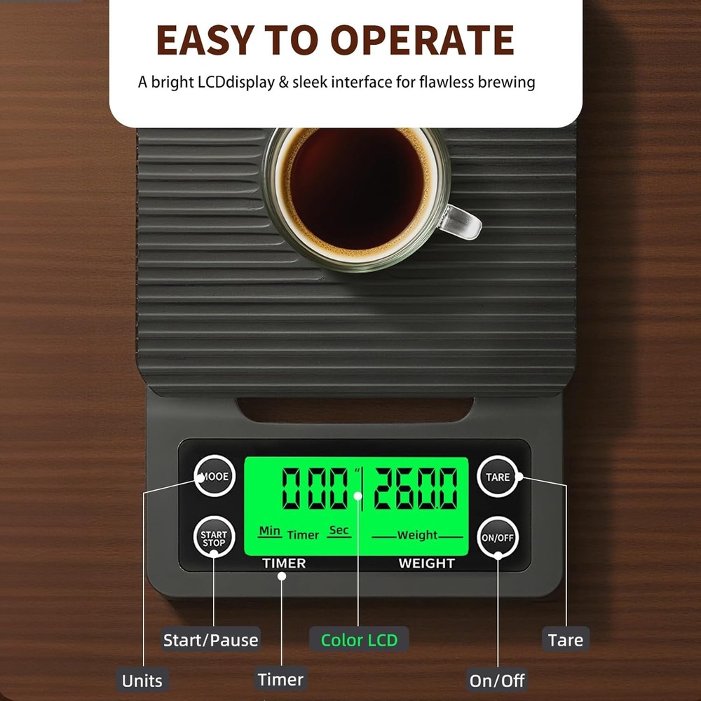 Coffee Scale with Timer 0.1g Accurate, 3kg Drip Espresso Scale for Pour Over