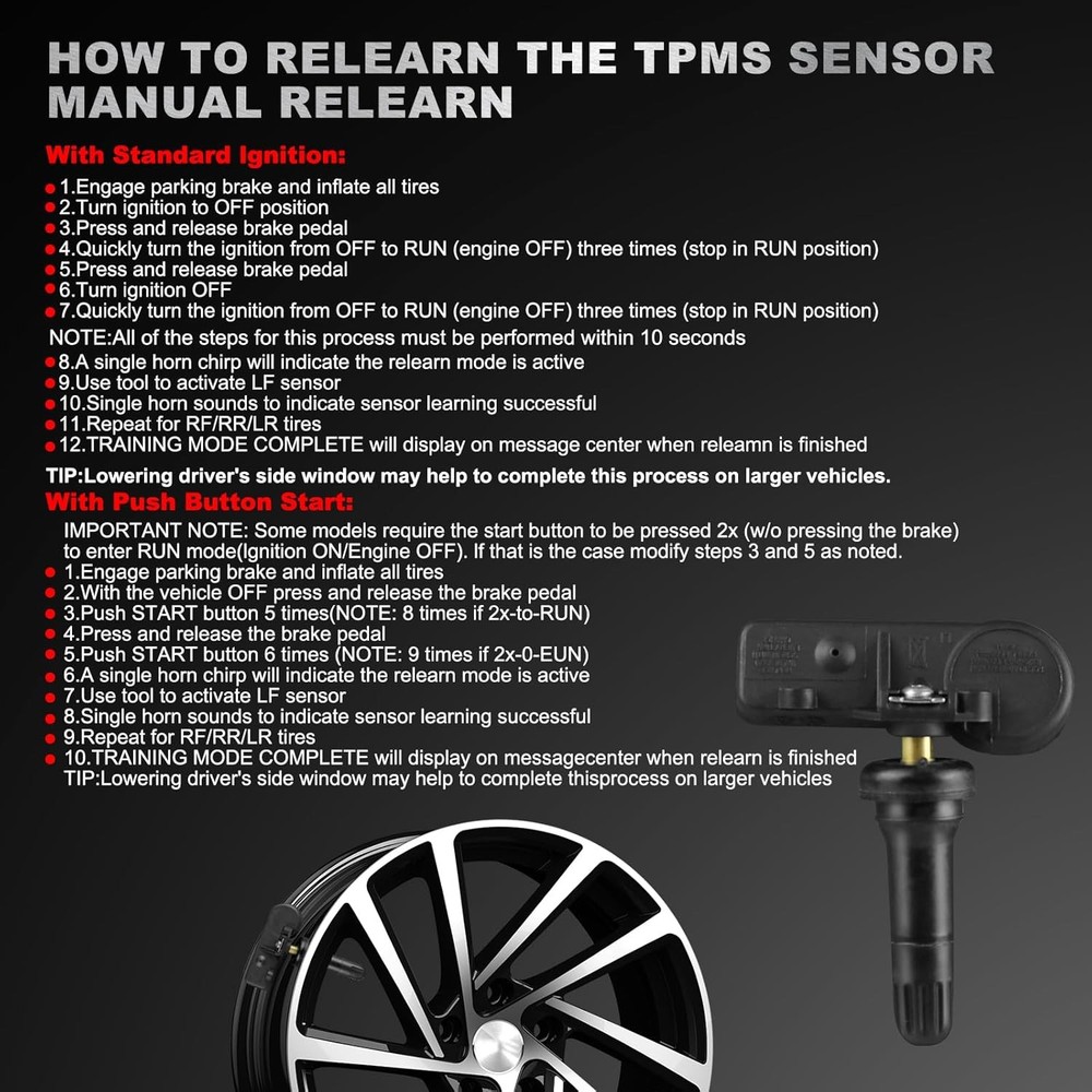 Pre-Programmed TPMS Sensor Set for Ford, Lincoln, Mazda & Mercury - 4 Pack