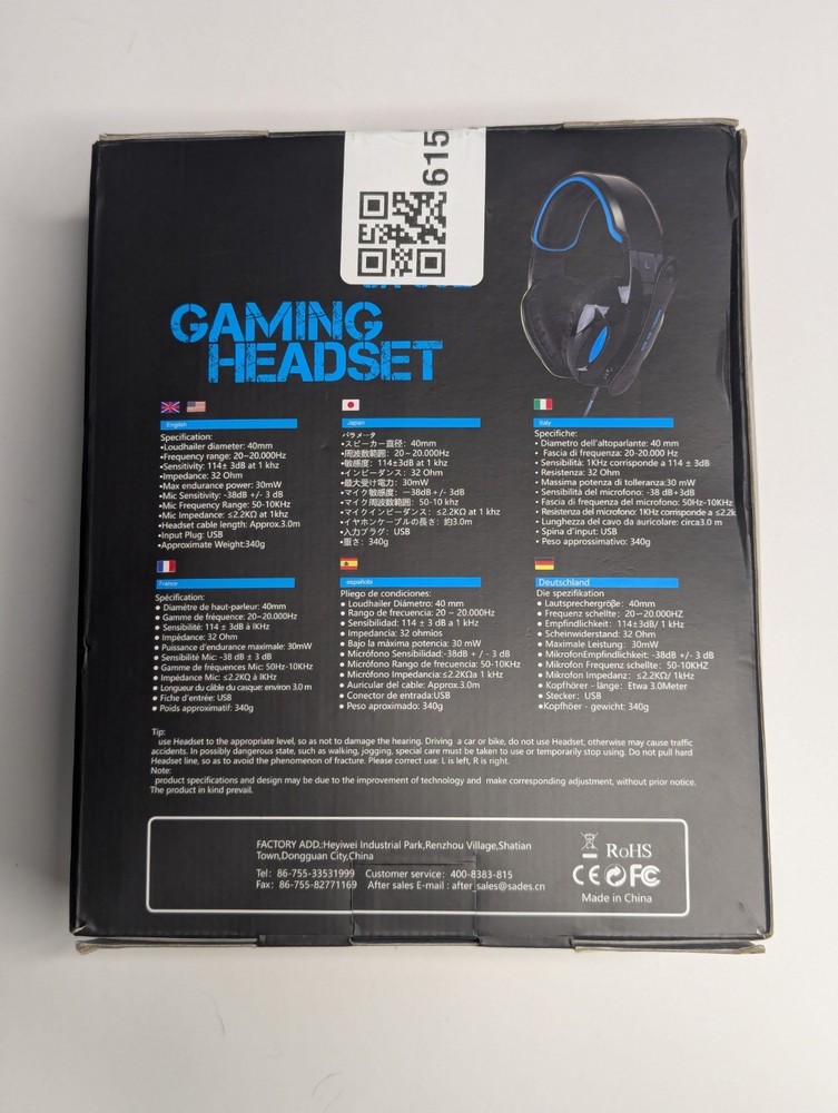 SA-902 Gaming Headset – USB Multichannel Stereo – Open Box Great Condition