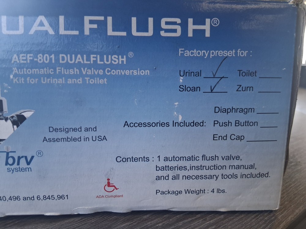 AEF-801 DUALFLUSH Automatic flush valve conversion kit Urinal sloan AMTC