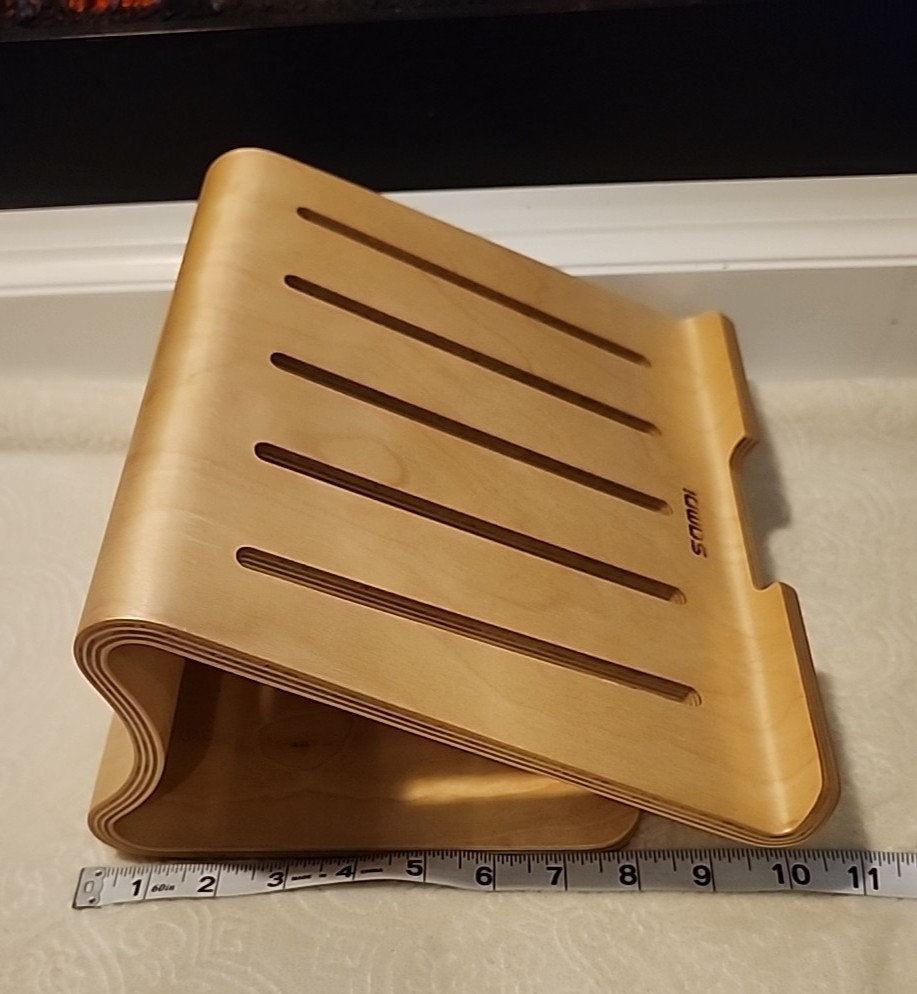 SAMDI Bamboo Tablet Laptop Riser Stand Heat Vent Plus Keyboard Storage