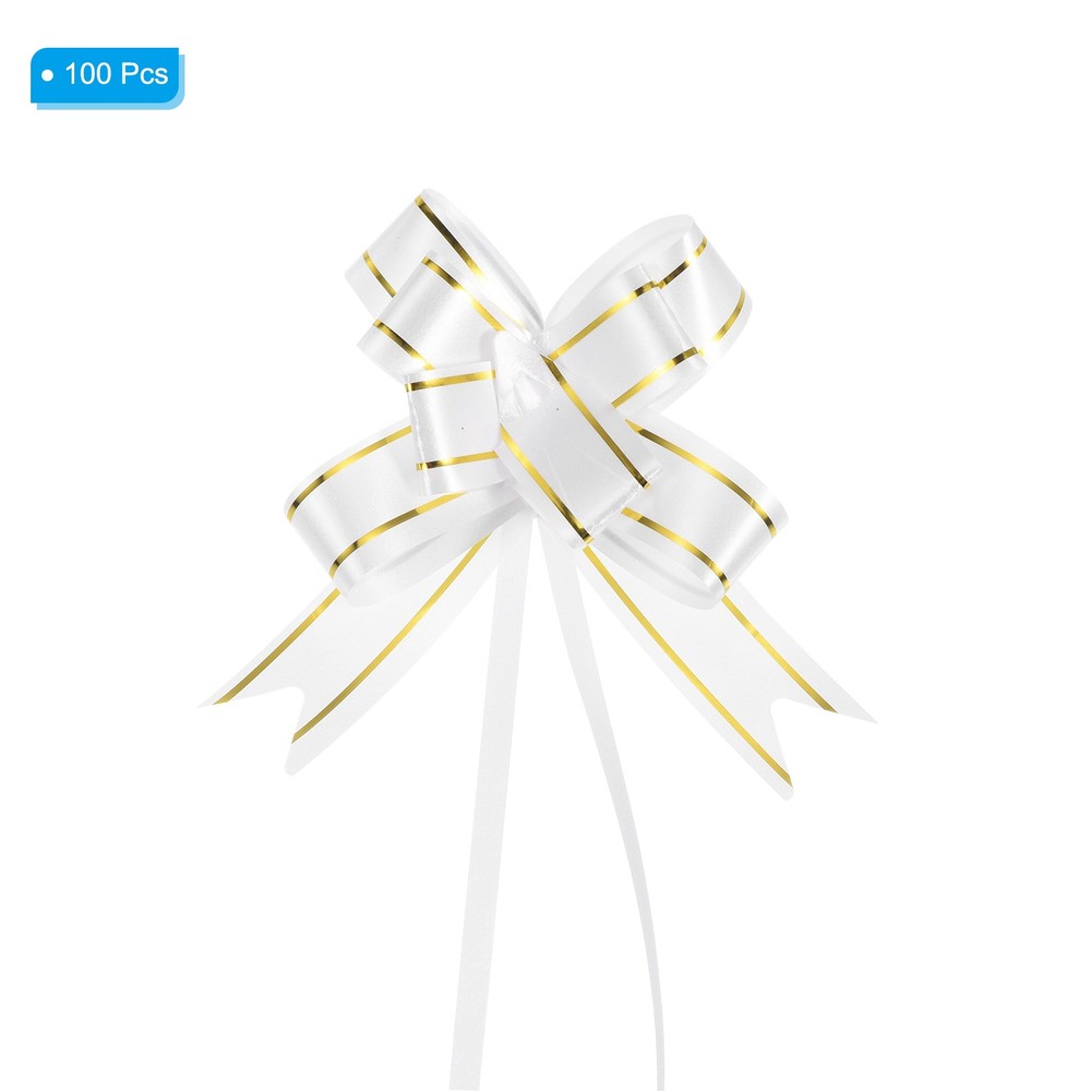 100Pcs 8" Pull Bows Gift Wrapping Pull Bow Basket Present Bow Ribbon White